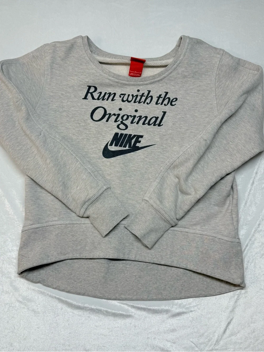 Nike Light Gray Pullover Sweatshirt with Navy Logo
